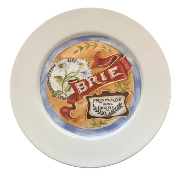 Restoration Hardware Set Of 4 Cheese Plates - Brie Stilton Emmental Parmigiano - Picture 3 of 8